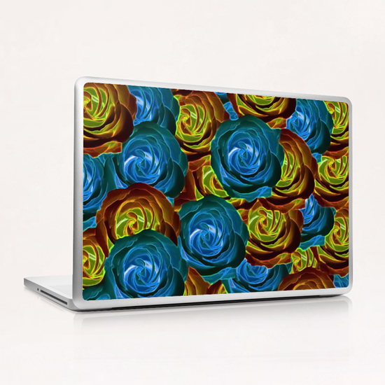 closeup rose pattern texture abstract in blue red and yellow Laptop & iPad Skin by Timmy333