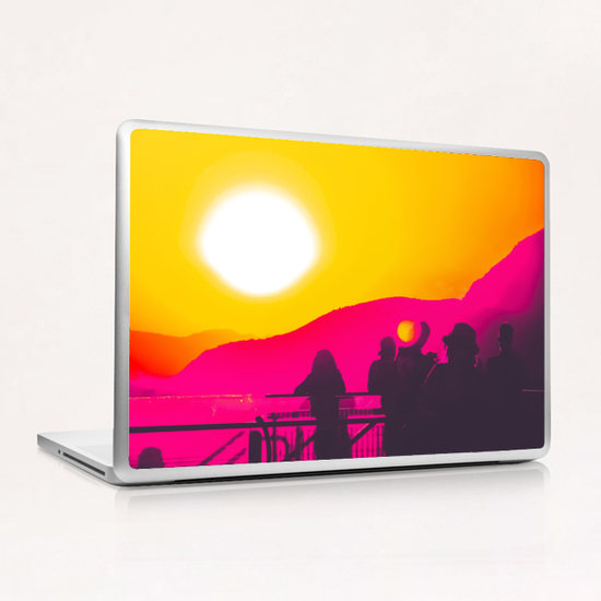 summer sunset light with mountain background Laptop & iPad Skin by Timmy333