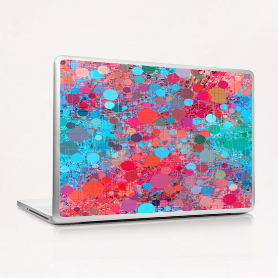 psychedelic geometric circle pattern and square pattern abstract in pink red blue Laptop & iPad Skin by Timmy333