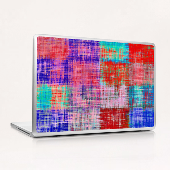 square plaid pattern texture abstract in red blue pink purple Laptop & iPad Skin by Timmy333