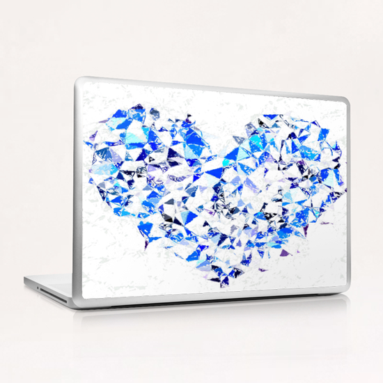 blue heart shape abstract with white abstract background Laptop & iPad Skin by Timmy333