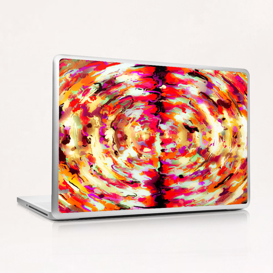 psychedelic circle pattern painting abstract background in red pink orange Laptop & iPad Skin by Timmy333