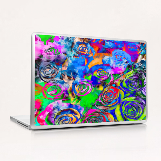 rose texture pattern abstract with splash painting in blue green pink red orange yellow Laptop & iPad Skin by Timmy333