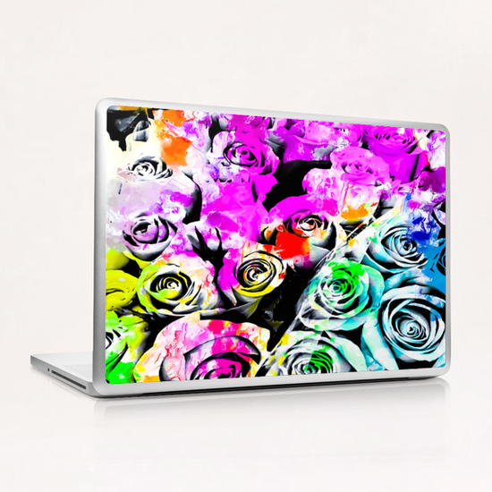 rose texture abstract  with colorful painting abstract background in pink blue green red yellow Laptop & iPad Skin by Timmy333