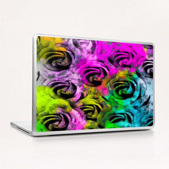 closeup rose texture pattern abstract background in pink yellow blue green Laptop & iPad Skin by Timmy333