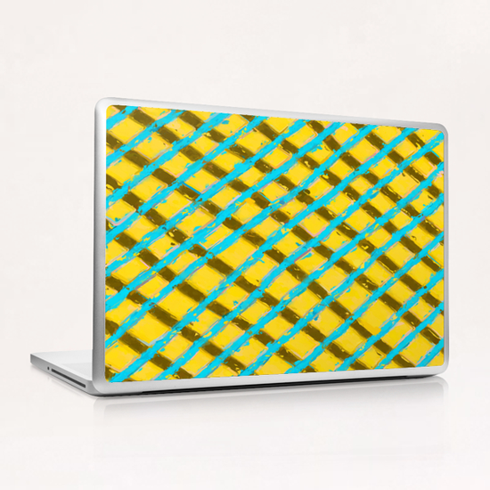 line pattern painting abstract background in yellow blue brown Laptop & iPad Skin by Timmy333