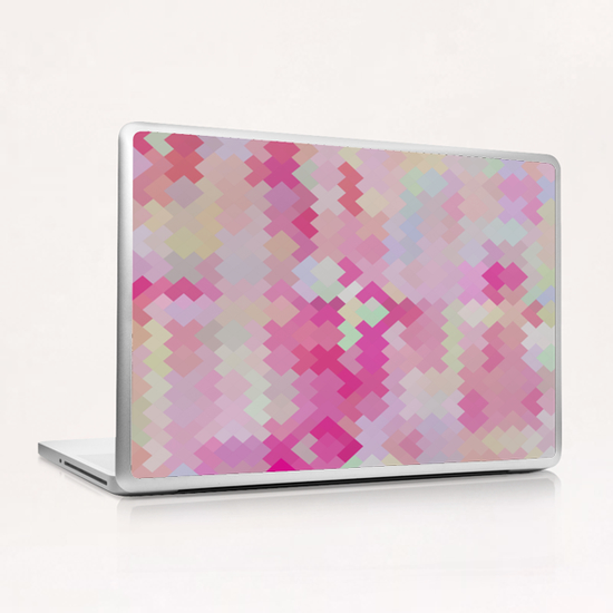 geometric square pixel pattern abstract in pink Laptop & iPad Skin by Timmy333