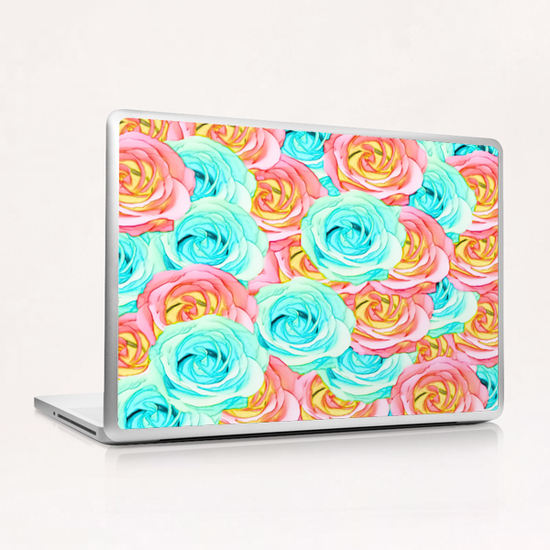 blooming rose texture pattern abstract background in red and blue Laptop & iPad Skin by Timmy333