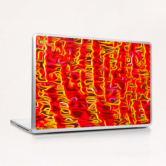 psychedelic painting texture abstract pattern background in red and yellow Laptop & iPad Skin by Timmy333