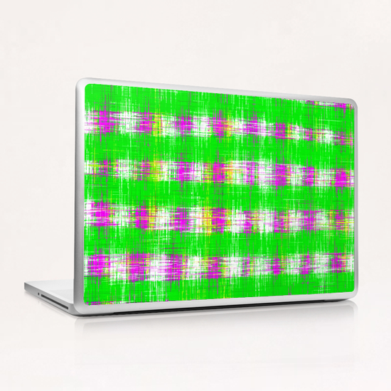 plaid pattern abstract texture in green pink white Laptop & iPad Skin by Timmy333