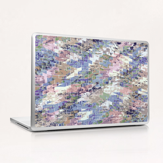 geometric square pattern abstract background in blue pink brown Laptop & iPad Skin by Timmy333