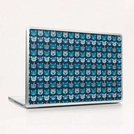 Cute Blue Bears Pattern Design Laptop & iPad Skin by Claire Jayne Stamper