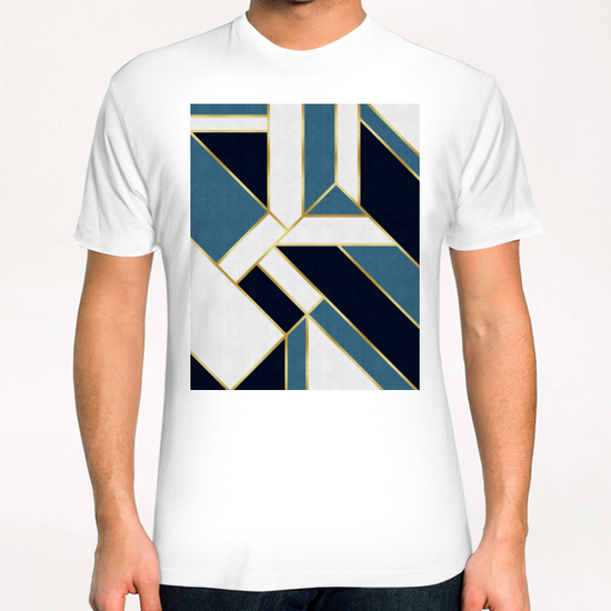 Blue and gold modern art T-Shirt by Vitor Costa