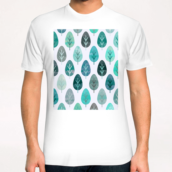 Watercolor Forest Pattern X 0.3 T-Shirt by Amir Faysal