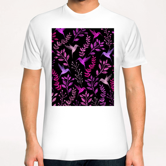 Watercolor Floral and Bird  T-Shirt by Amir Faysal