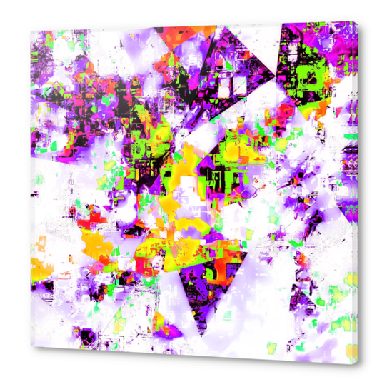 geometric triangle pattern abstract in purple yellow green Acrylic prints by Timmy333