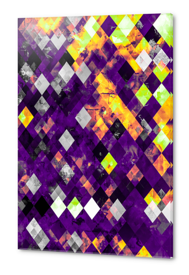 geometric pixel square pattern abstract background in purple orange brown Acrylic prints by Timmy333