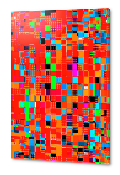 graphic design pixel geometric square pattern abstract background in red orange blue green Acrylic prints by Timmy333