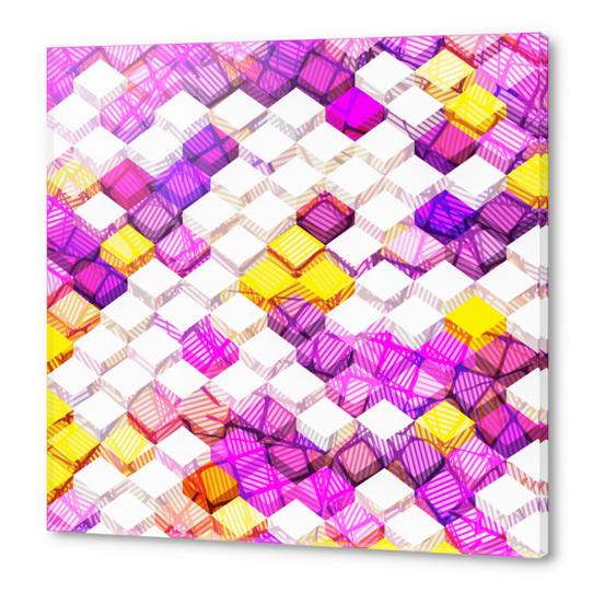 geometric square cube pattern abstract background in purple yellow Acrylic prints by Timmy333