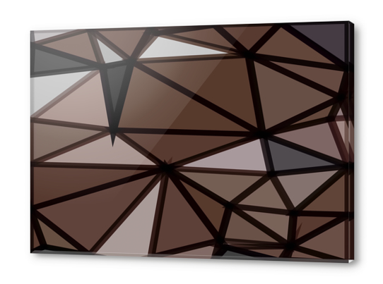 geometric triangle polygon pattern abstract in brown and black Acrylic prints by Timmy333