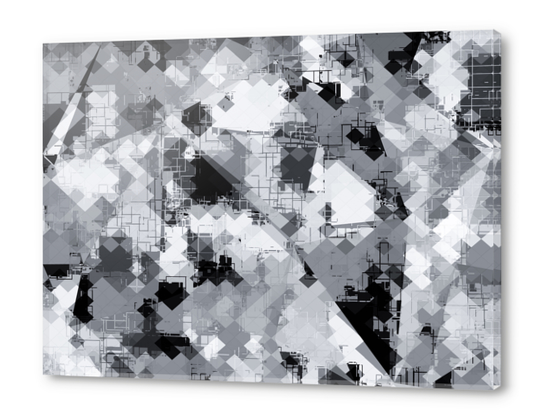 geometric square pixel pattern abstract background in black and white Acrylic prints by Timmy333