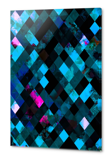 blue geometric pixel square pattern abstract art background Acrylic prints by Timmy333