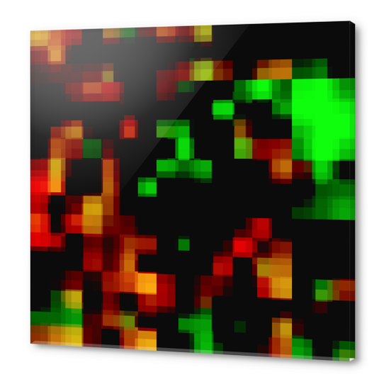 geometric pixel square pattern abstract background in green brown Acrylic prints by Timmy333