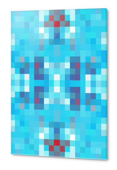 geometric symmetry art pixel square pattern abstract background in blue red Acrylic prints by Timmy333