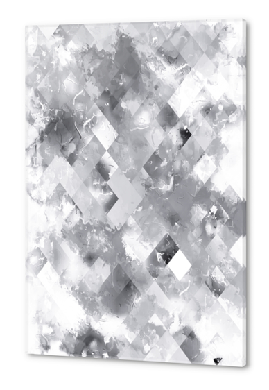 geometric pixel square pattern texture abstract art background in black and white Acrylic prints by Timmy333