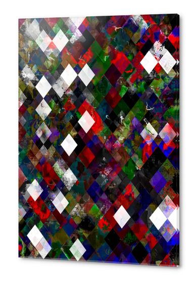 geometric pixel square pattern abstract background in red blue green Acrylic prints by Timmy333