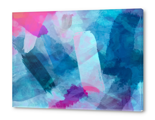 splash painting texture abstract background in blue pink Acrylic prints by Timmy333