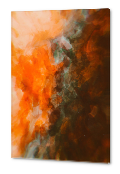 abstract splatter brush stroke painting texture background in brown orange Acrylic prints by Timmy333