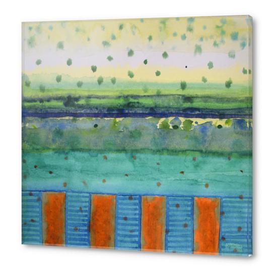 Orange Posts With Landscape Acrylic prints by Heidi Capitaine