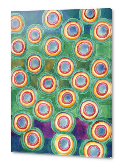 Multicolorful Circles in Front of Horizontal Stripes  Acrylic prints by Heidi Capitaine