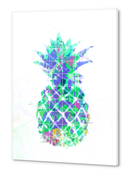 pineapple in green blue yellow with geometric triangle pattern abstract Acrylic prints by Timmy333