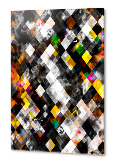 geometric pixel square pattern abstract background in yellow orange pink Acrylic prints by Timmy333