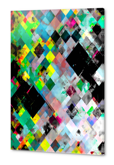 green geometric pixel square pattern abstract art background Acrylic prints by Timmy333