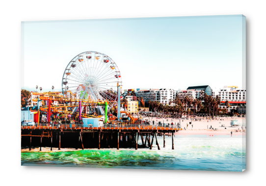 colorful ferris wheel at Santa Monica pier California USA  Acrylic prints by Timmy333