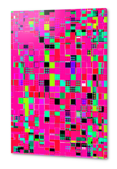 geometric pixel square pattern abstract background in pink green blue Acrylic prints by Timmy333