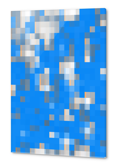 geometric pixel square pattern abstract background in blue Acrylic prints by Timmy333