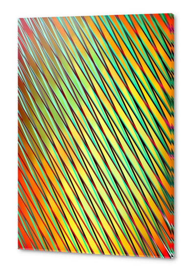 geometric line pattern abstract art in green yellow orange Acrylic prints by Timmy333