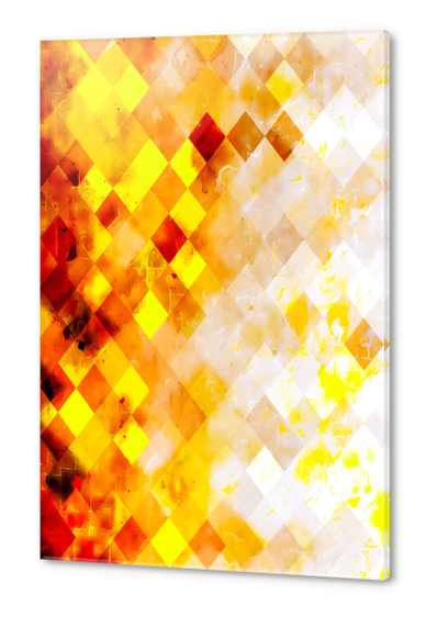 geometric pixel square pattern abstract background in brown yellow Acrylic prints by Timmy333