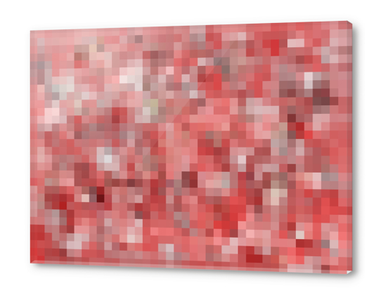 geometric square pixel pattern abstract in red Acrylic prints by Timmy333