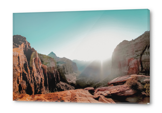 Mountain view with summer sky at Zion national park Utah USA Acrylic prints by Timmy333