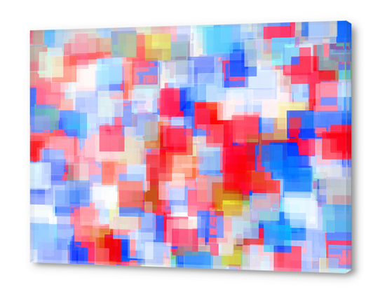 geometric square pattern abstract background in red and blue Acrylic prints by Timmy333