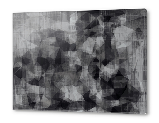 geometric triangle abstract background in black and white Acrylic prints by Timmy333