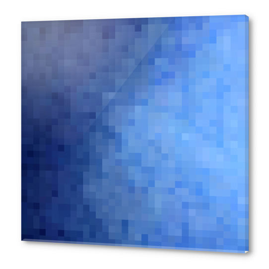 geometric pixel square pattern abstract background in blue Acrylic prints by Timmy333