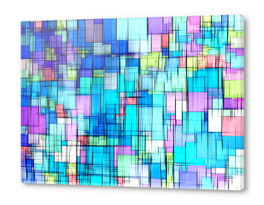 geometric square line pattern abstract background in blue pink yellow Acrylic prints by Timmy333