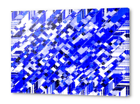 geometric square pixel pattern abstract background in blue Acrylic prints by Timmy333