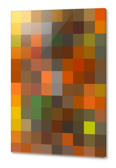 graphic design pixel geometric square pattern abstract background in orange brown yellow Acrylic prints by Timmy333